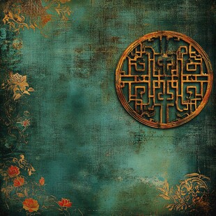 中式复古风花纹背景图案