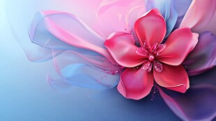 梦幻粉色花朵与飘逸光影