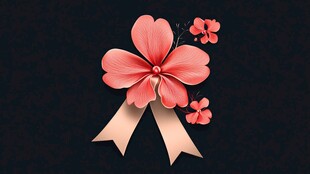 粉色花朵蝴蝶结装饰图