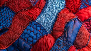 多彩拼接皮革纹理特写