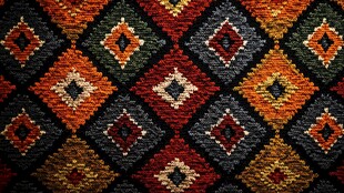 多彩几何图案手工编织地毯