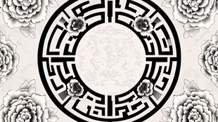 中式古典花纹圆形图案装饰