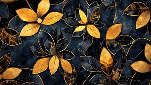 黑金花卉图案背景纹理