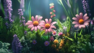 梦幻花丛中的美丽花卉