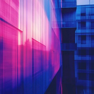 梦幻紫蓝的现代建筑外观