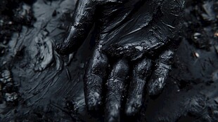 沾满黑泥的粗糙手掌