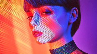 幻彩光影下的个性女性