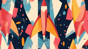 火箭穿梭于多彩几何空间