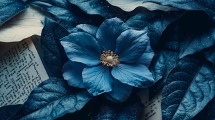 蓝花绽于书页间的诗意