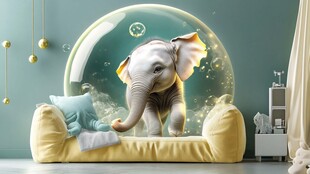 梦幻泡泡里的可爱小象