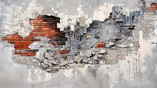 破旧斑驳的墙面剥落景象