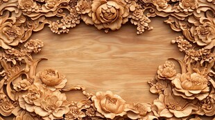 木雕花卉边框 工艺精湛