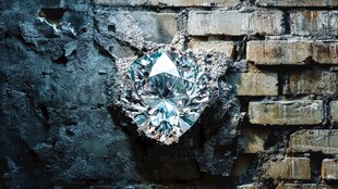 砖石嵌于斑驳砖墙之上