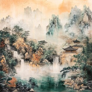 水墨山水间的诗意景致