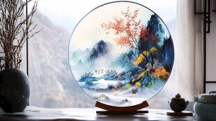 中式山水装饰盘 雅致韵味