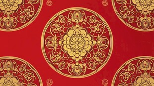 中式红底金纹传统花纹图案