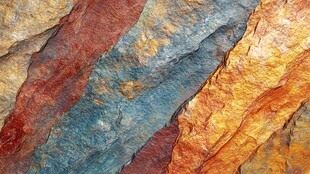 多彩纹理岩石特写