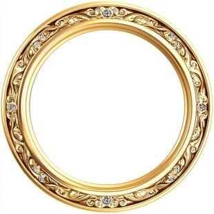 金色雕花镶钻圆形画框