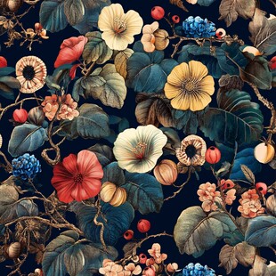 复古花卉植物图案背景图