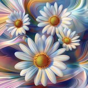 梦幻雏菊绽放绚丽背景