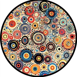 多彩圆形图案构成艺术圆盘