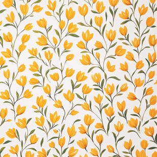 黄色小花植物无缝图案