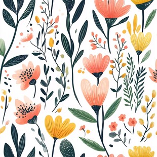 手绘清新花卉图案背景图