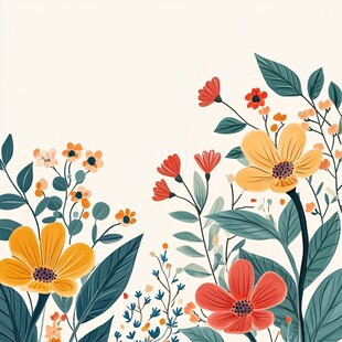 手绘花卉边框图案设计