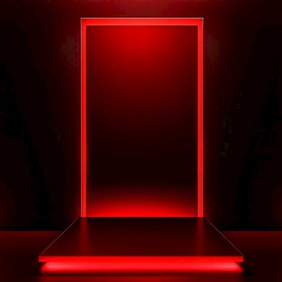 红色霓虹发光立体展示空间