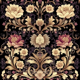 复古奢华花卉图案壁纸