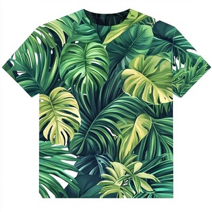 热带植物印花短袖T恤