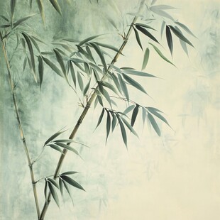 水墨风竹枝特写