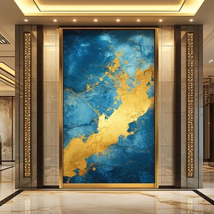 蓝金艺术挂画 奢华玄关装饰