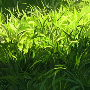 阳光下的翠绿草丛