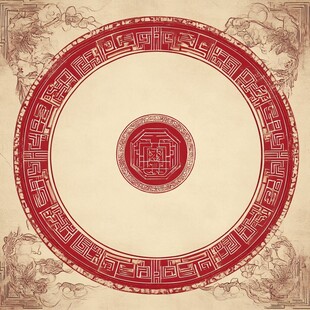 中式古典圆形花纹装饰图案