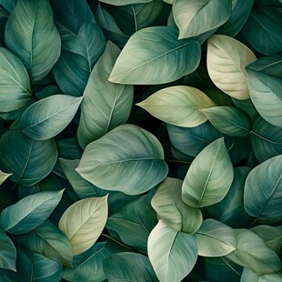 翠绿叶片无缝植物纹理图