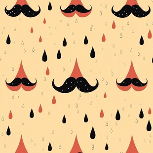 俏皮胡子雨滴图案设计