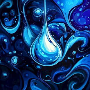 梦幻蓝色流体艺术水滴图
