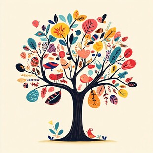 多彩梦幻树 充满生机与爱