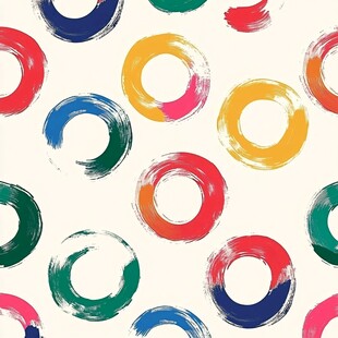 多彩手绘圆环无缝图案