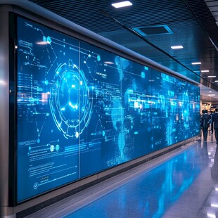 科技感十足的互动信息展示墙