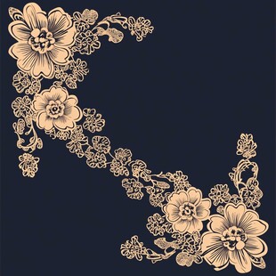 复古金色花卉角落装饰图案