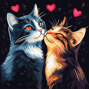 亲吻的猫咪情侣