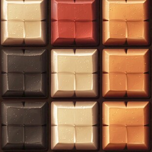 多彩巧克力方块诱人排列