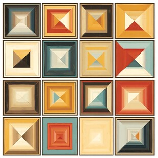 多彩几何方形图案集合