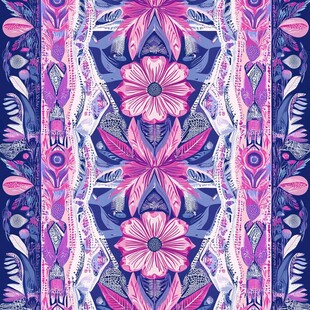 梦幻花卉民族风无缝图案