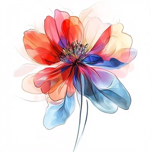 梦幻多彩手绘花卉图案