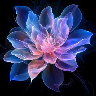 梦幻炫彩的抽象花朵图案