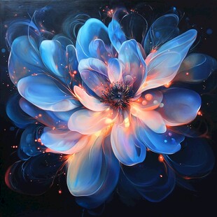 梦幻蓝花绽放绚丽光芒