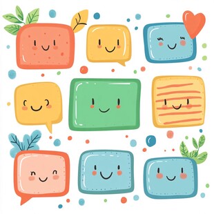 可爱笑脸对话气泡插画
